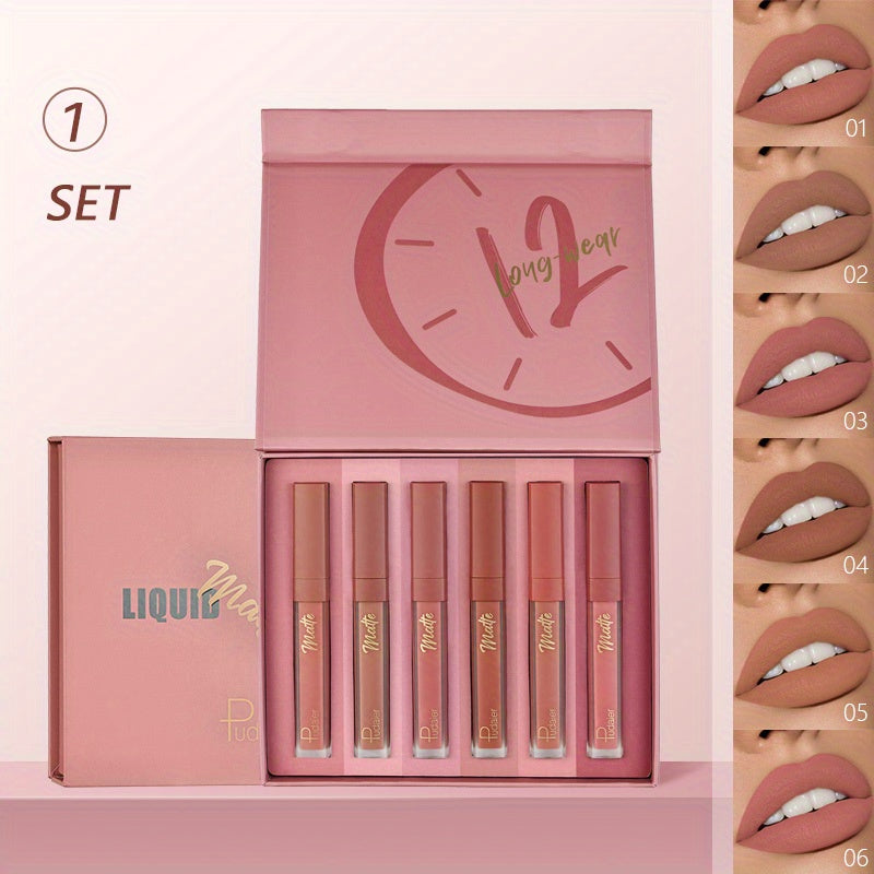 6pcs Soft Matte Lipstick Set Waterproof Lip Glaze Lip Makeup Set
