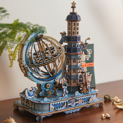 L kapopo 3D Wooden Globe Puzzle Music Box Earth Model Kit