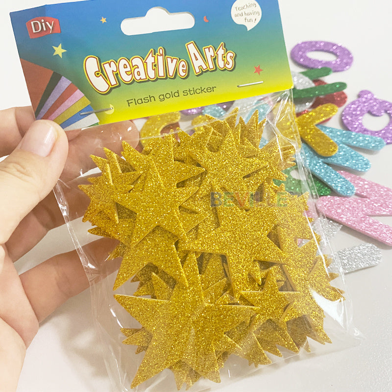 70pcs Colorful 3D Glitter Foam Stickers for DIY Crafts