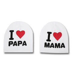 2pcs I LOVE PAPA MAMA Cotton Beanie Hat for Baby Boys and Girls
