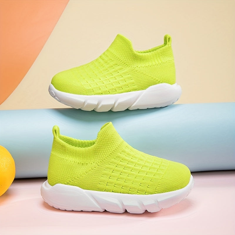 Kids Boys Solid Running Shoes Breathable Anti Skid Slip On Shoes