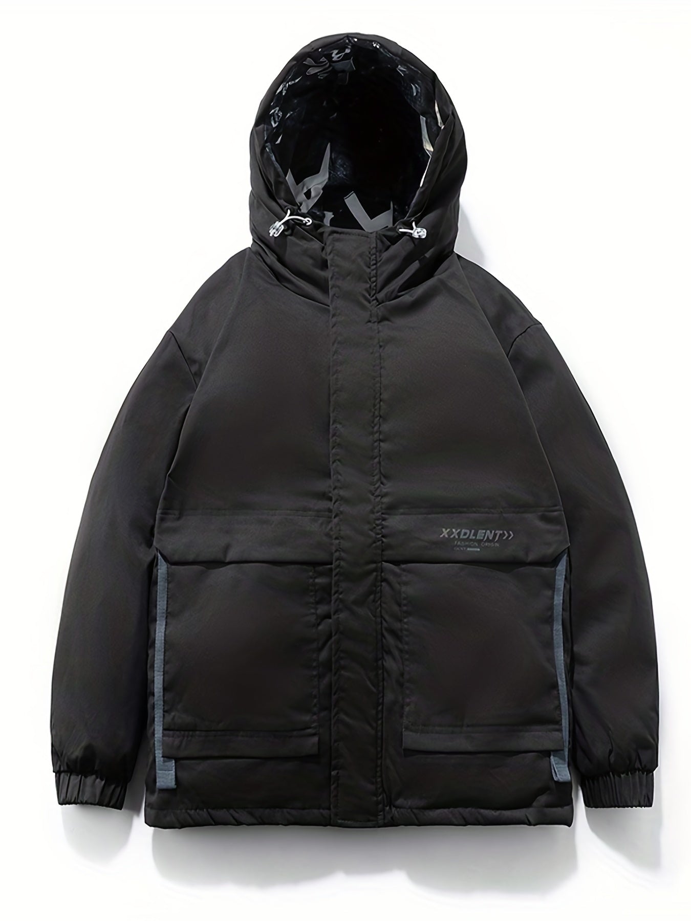 Men's Hooded Puffer Jacket Loose Fit Big Pocket Duck Down Coat for Winter