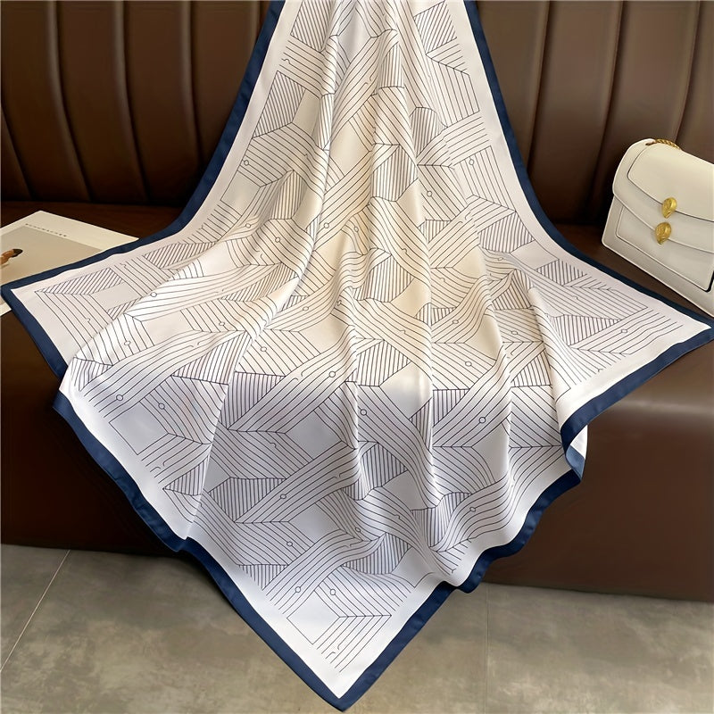 Square Scarf Geometric Pattern Shawl Women Head Wrap Bandana Windproof Kerchief
