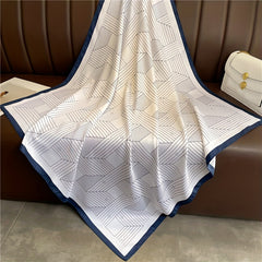 Square Scarf Geometric Pattern Shawl Women Head Wrap Bandana Windproof Kerchief