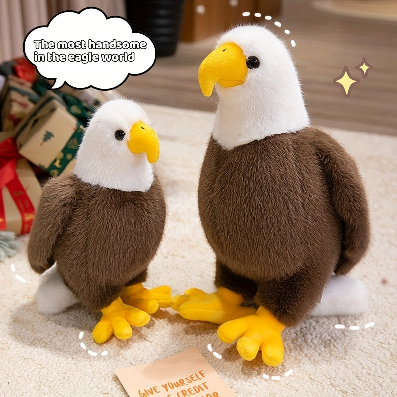 Realistic Plush Eagle Toy with Yellow Beak & Claws, Brown Stuffed Animal