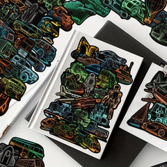 50pcs Neon Transportation Series Graffiti Stickers Waterproof DIY Sticker Pack