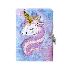 Unicorn Plush Diary Magical Journal Notebook Lock