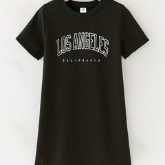 Toddler Girls Letter LOS ANGELES T Shirt Dress