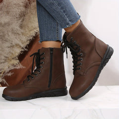 Women's Combat Boots Lace Up Side Zipper Ankle Boots