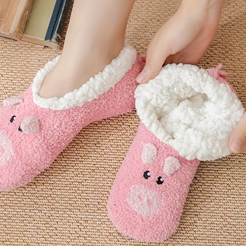 Cute Animal Fuzzy Socks Women's Low Cut Stockings