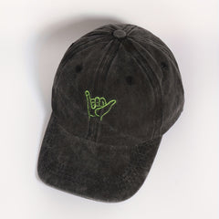 Distressed Embroidery Baseball Cap Gray Washed Unisex Dad Hat