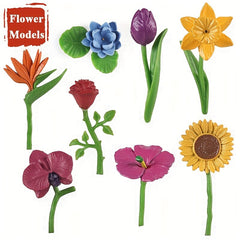 Colorful Flower Models Sunflower Rose Tulip Figurines PVC Garden Decor