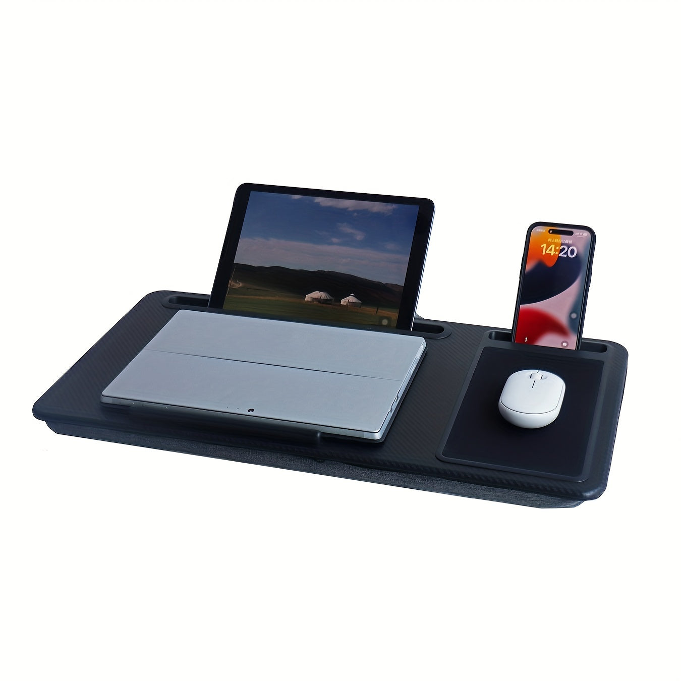 17" Laptop Lap Desk with Tablet & Phone Slot
