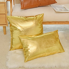 1pc Golden Leather Throw Pillow Covers