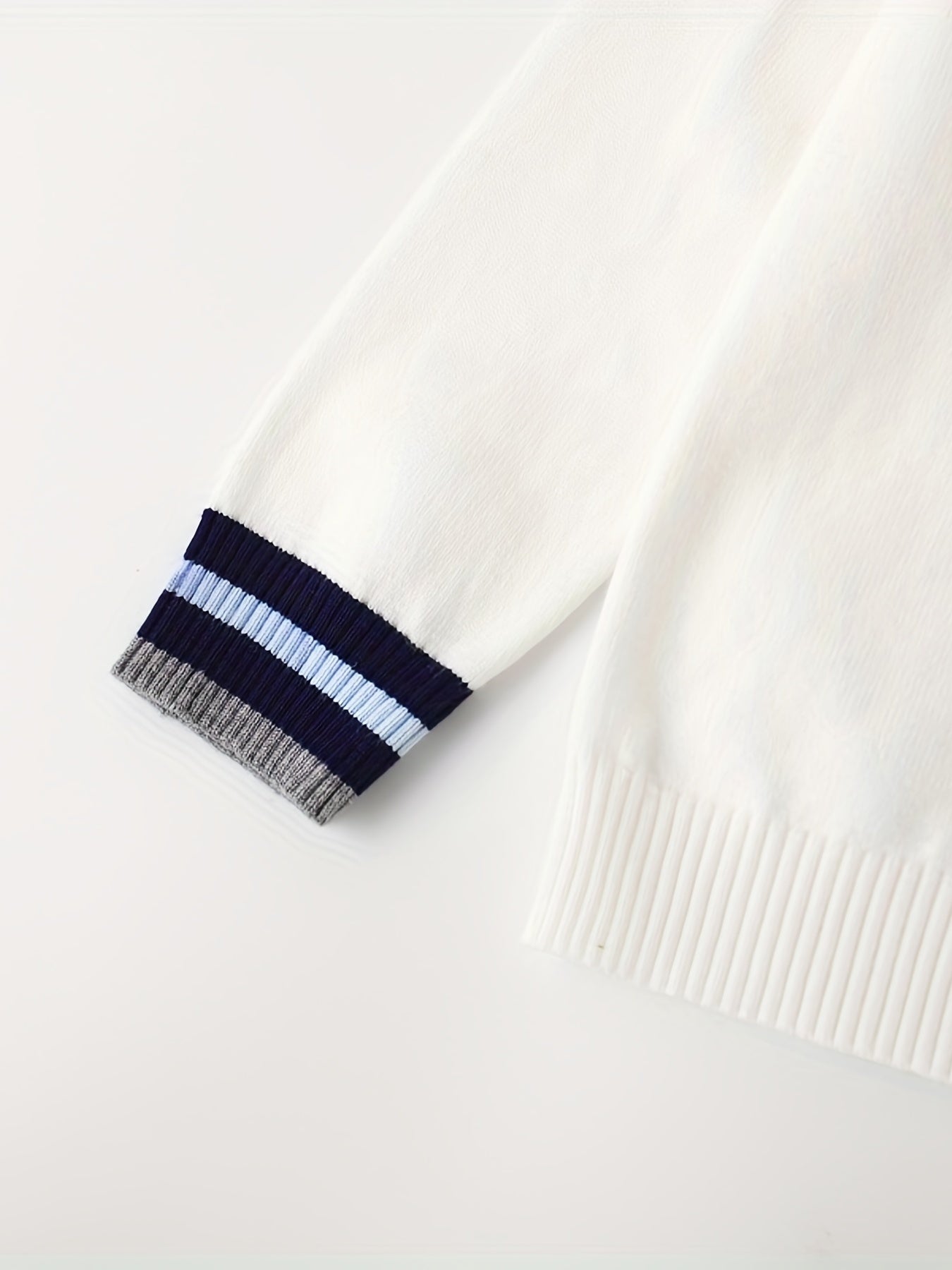 Boys College Style Knit Uniform Long Sleeve Polo Shirt
