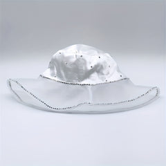Mesh Breathable Bucket Hat Rhinestone Decor Lightweight Sunshade