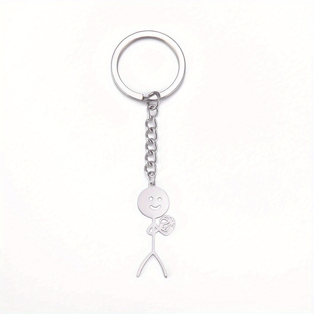 Stickman Keychain Stainless Steel Jewelry Gift