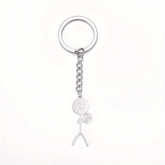 Stickman Keychain Stainless Steel Jewelry Gift