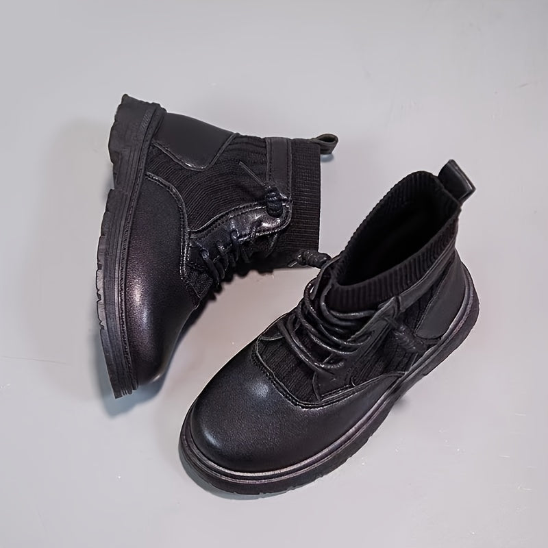 Girls Lace Up High Socks Boots Soft Sole Anti Slip Shoes