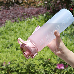 Gradient Water Bottle With Time Marker Portable Lightweight Drinking Cup
