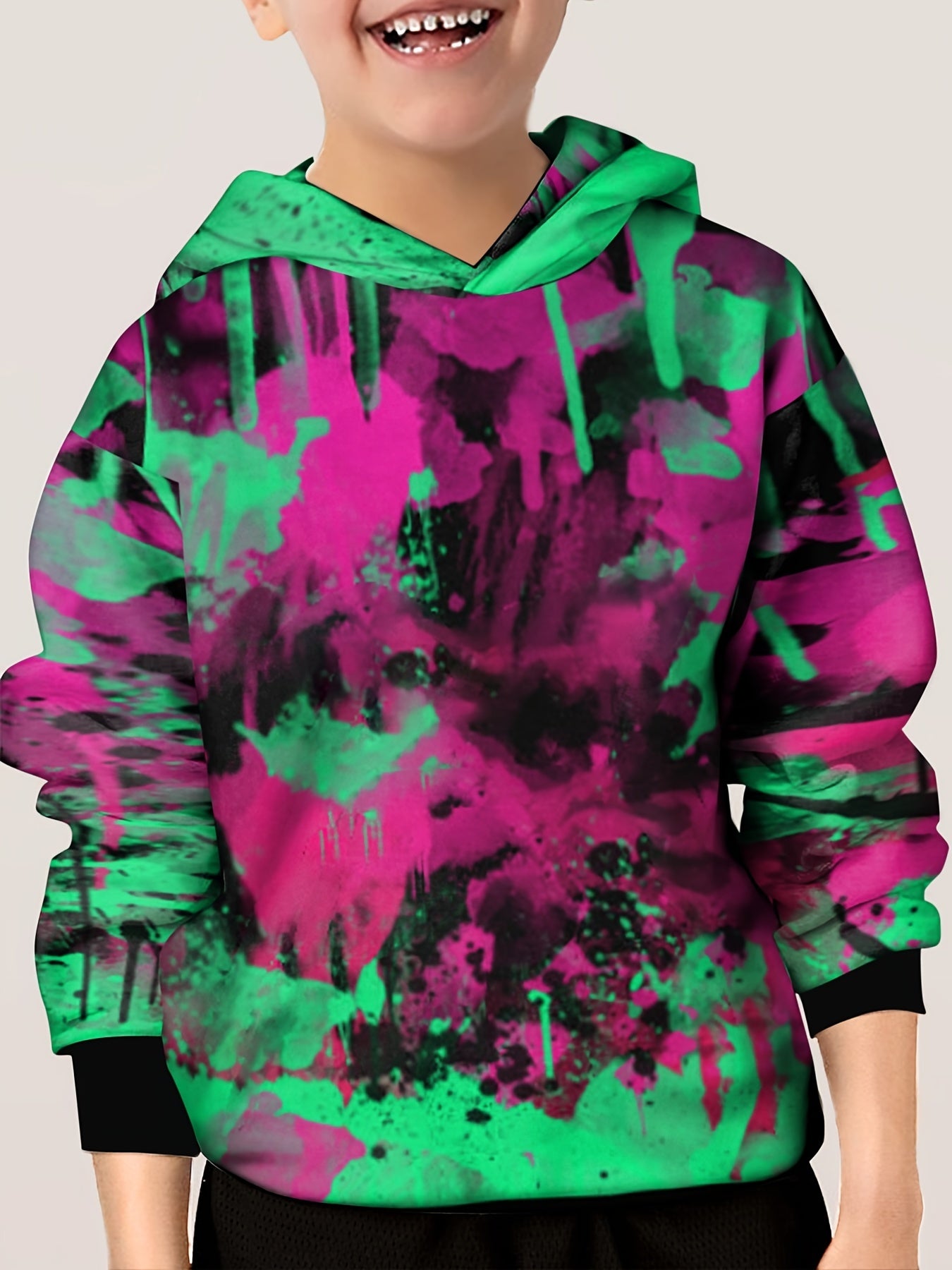Clash Tie Dye Hoodie for Kids Unisex Pullover Casual Hooded Top