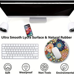 Floral Mouse Pad Textured Non Slip Rubber Base