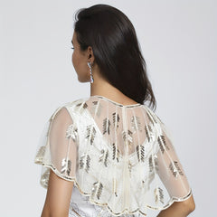 Vintage Embroidered Bead Shawl Evening Party Bridal Shawl