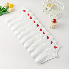 10 Pairs Heart Print Socks - Women's Stockings
