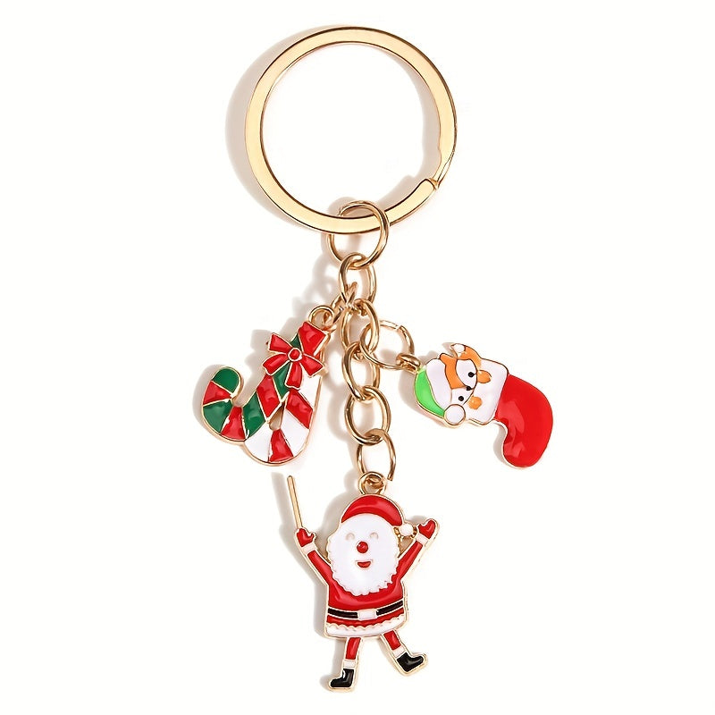Christmas Keychain Cartoon Santa Claus Pendant Small Gift