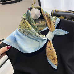 Classic Oil Painting Print Neckerchief Bandana Square Scarf