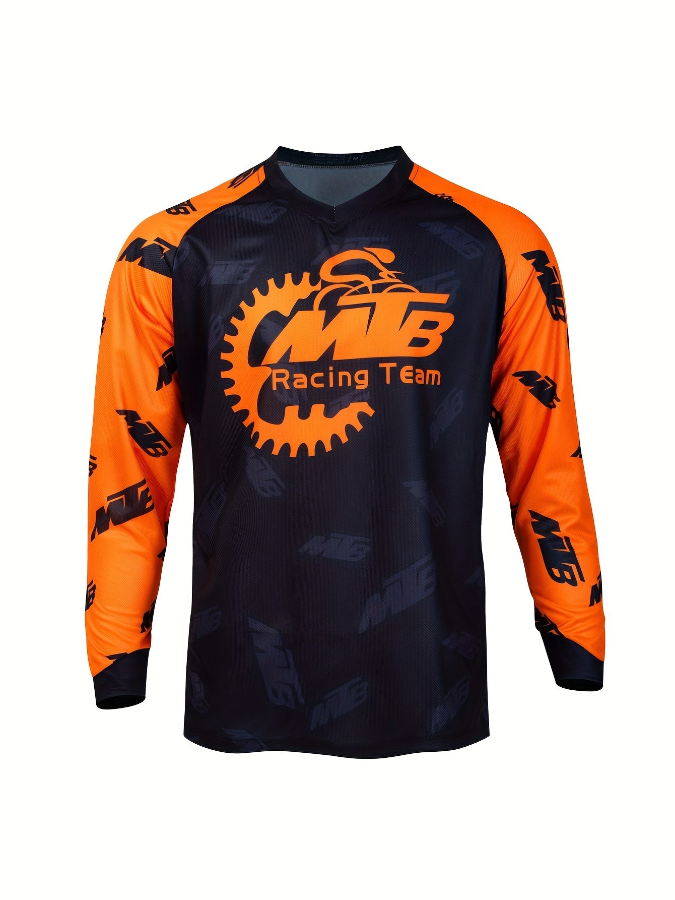 Men's Letter Pattern Cycling Jersey Active Long Sleeve Shirt