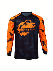 Men's Letter Pattern Cycling Jersey Active Long Sleeve Shirt