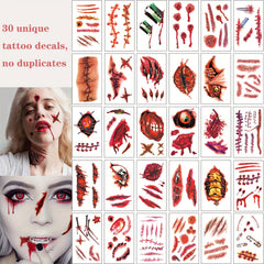 30pcs Realistic Tattoo Stickers, Surgical Needle Scars, Bruises, Waterproof