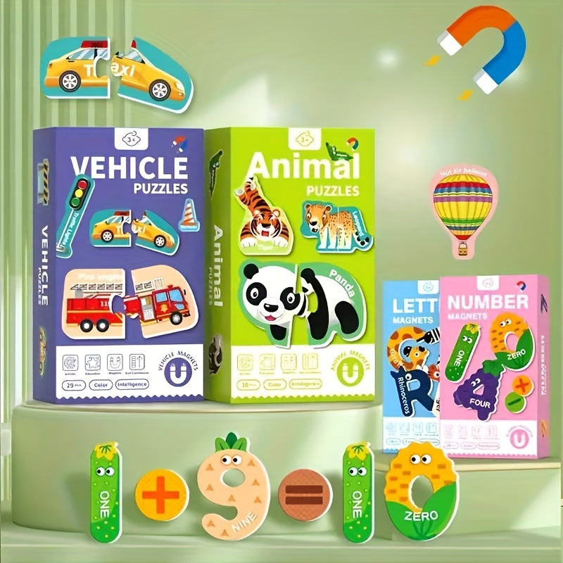 Kids Magnetic Puzzle Alphabet Animal Number Sticker Toy
