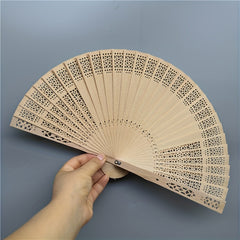32 cm Sandalwood Fan Sunflower Hollow Pattern Folding Fan Wedding Gift