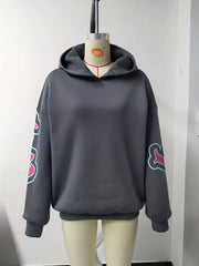 Letter Print Loose Hoodie Casual Long Sleeve Hoodies Sweatshirt