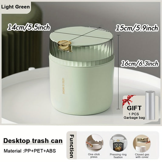 Desktop Trash Can With Lid Waste Bin Home Garbage Basket