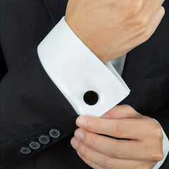 Round Titanium Steel Cufflinks Mirror Finish