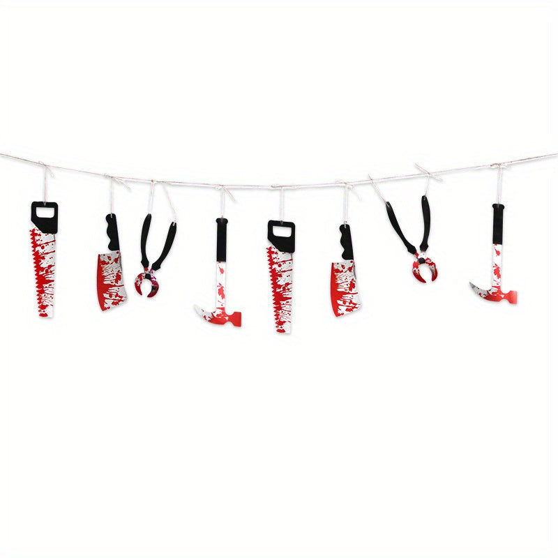 Halloween Banner Set Bloody Backdrop Garland Ghost Party Horror