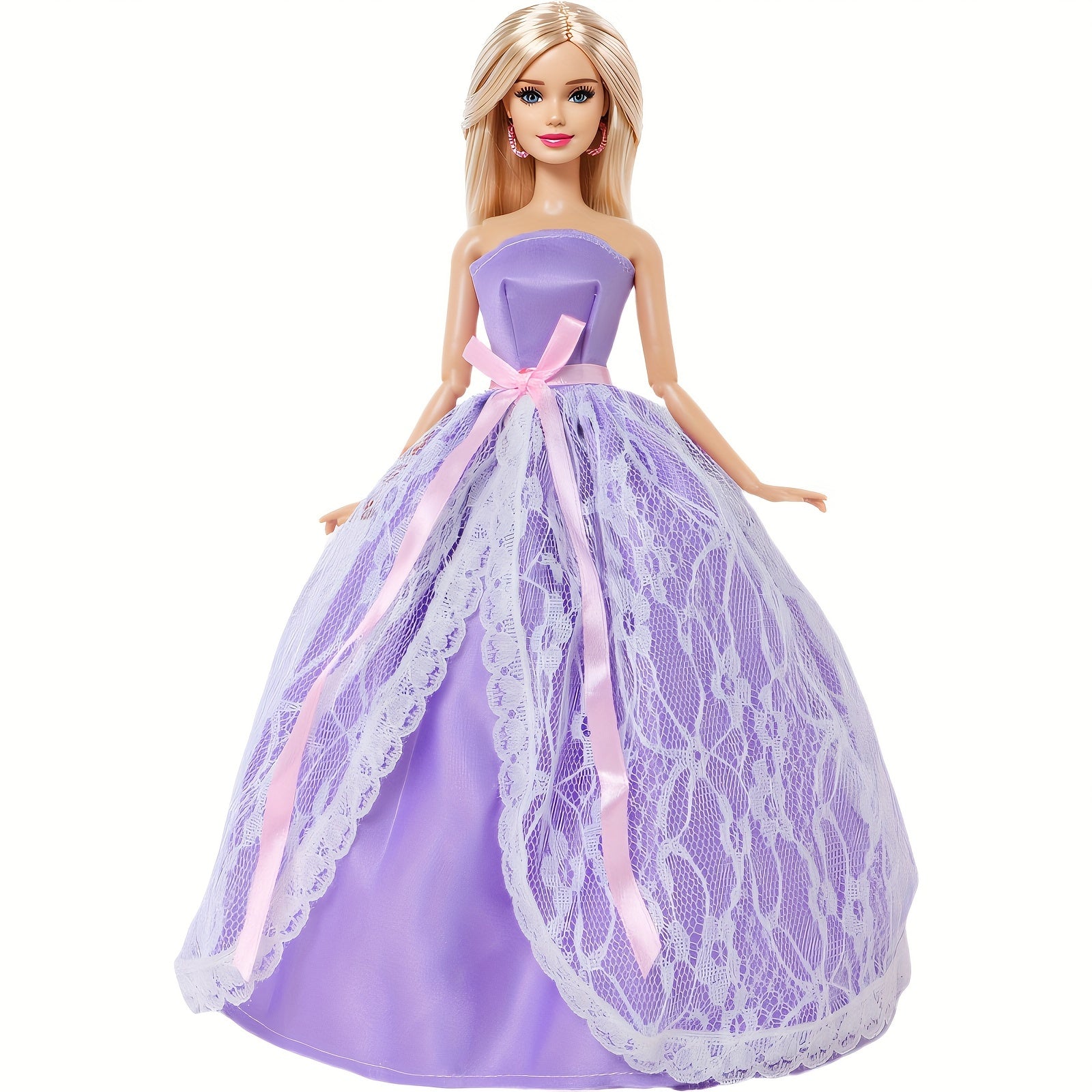 Doll Wedding Dress Lace Gown with Bow Princess Ball Dress for 11.5 Dolls
