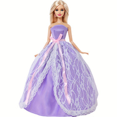 Doll Wedding Dress Lace Gown with Bow Princess Ball Dress for 11.5 Dolls