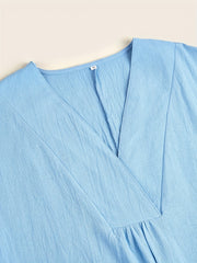 Versatile V Neck Maxi Dress Short Sleeve