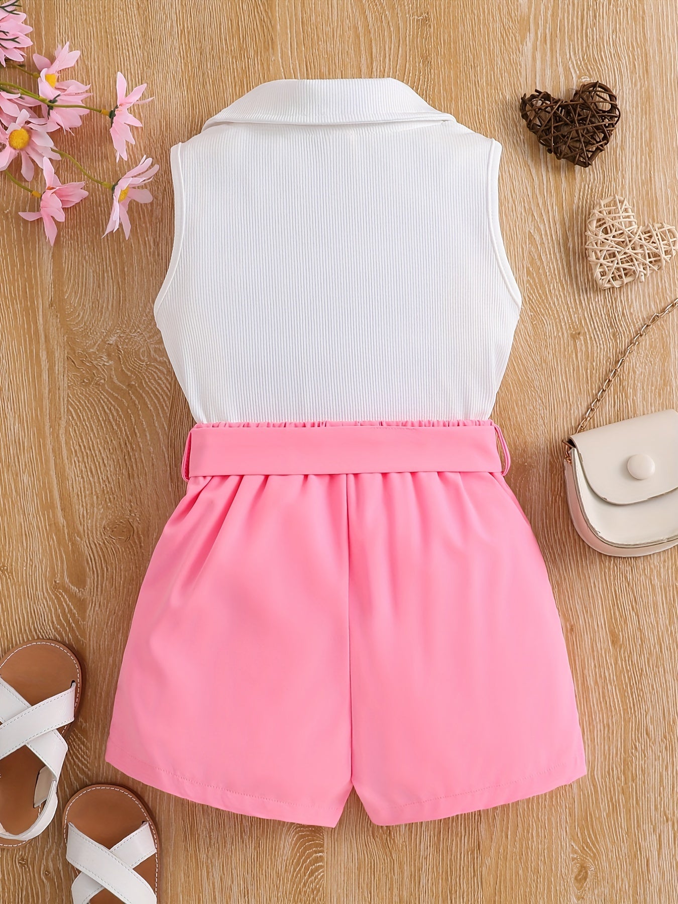 2pc Toddler Girls Sleeveless Vest Top & Shorts Set