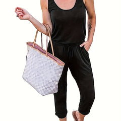 Casual Drawstring Waist Tank Jumpsuit for Women