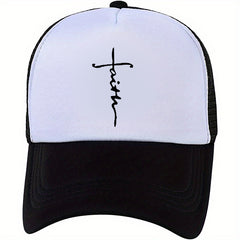Faith Cross Print Baseball Cap Unisex Solid Sunshade Dad Hats