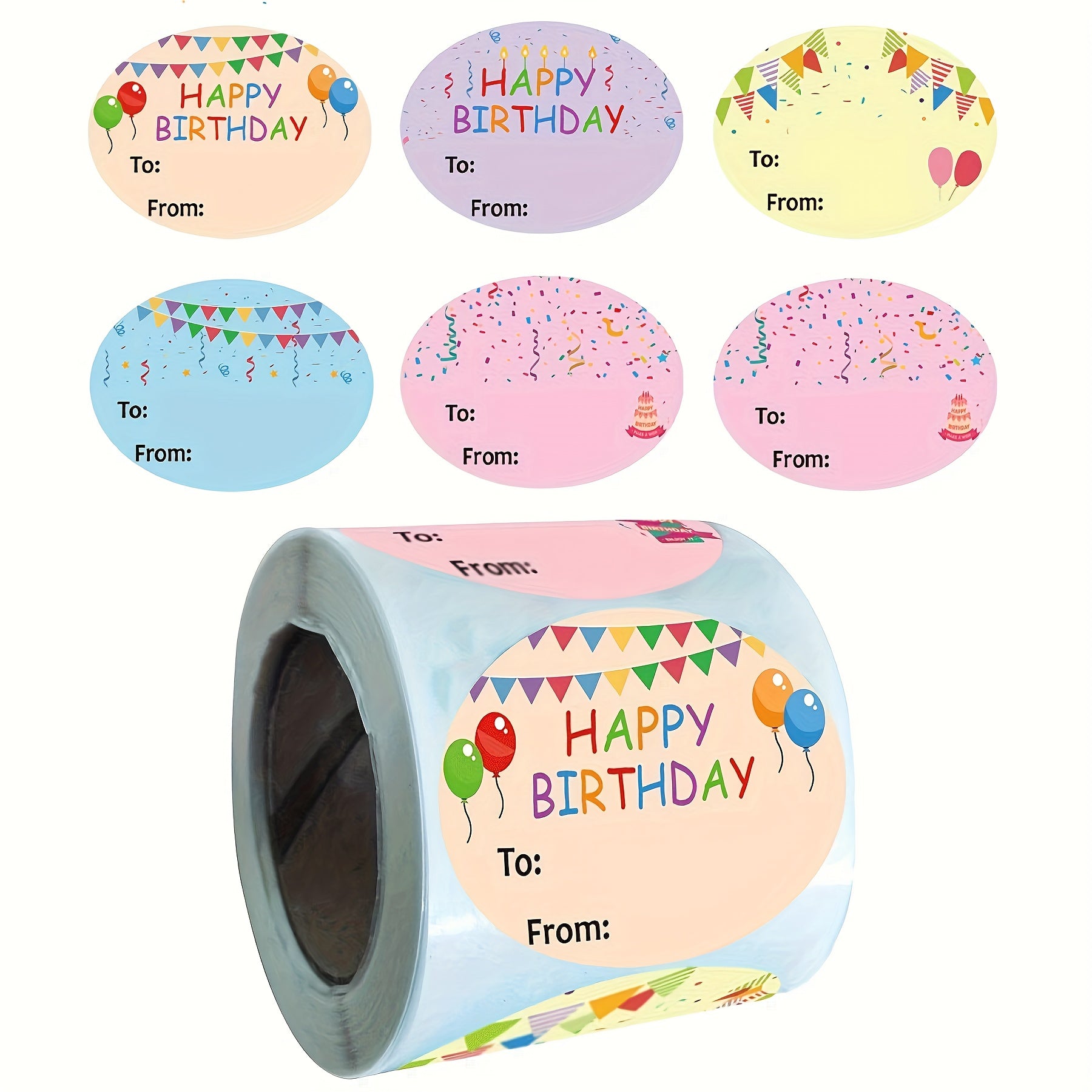 300pcs Happy Birthday Gift Tags Name Tags Stickers 3.81x5.08cm Rectangle