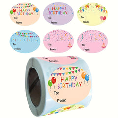 300pcs Happy Birthday Gift Tags Name Tags Stickers 3.81x5.08cm Rectangle