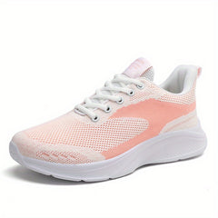 Women's Mesh Sneakers Letter Patched Lace Up Running Shoes
