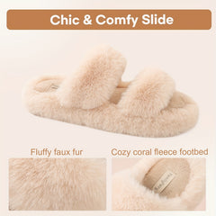 Women's Double Strap Slippers Lightweight Open Toe Slip On Shoes