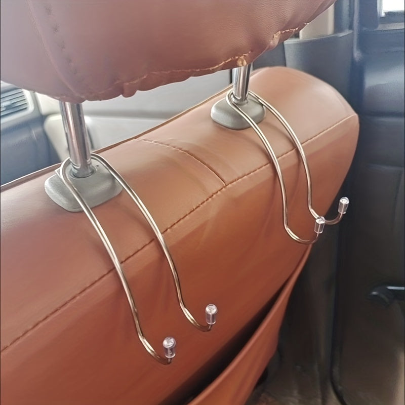 2pcs Car Seat Headrest Hooks Stainless Steel U Type Car Organizer
